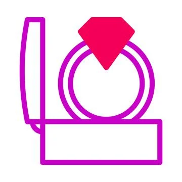 Engagement Ring in Box Graphic Line Drawing Stock Illustration