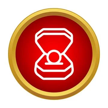 Engagement ring box icon with a pearl Stock Illustration