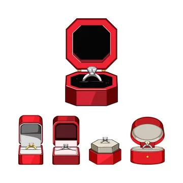 Engagement ring boxes showcasing different jewelry Stock Illustration