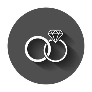 Engagement ring with diamond vector icon in flat style. Wedding jewelery ring Stock Illustration