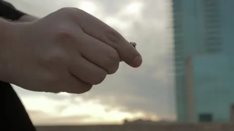 Engagement Ring on Finger Sunset Stock Footage 10772924