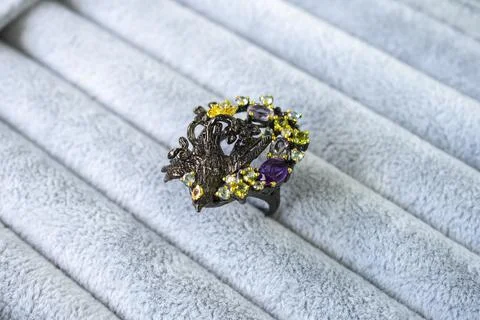 Engagement ring in a gift box Stock Photos