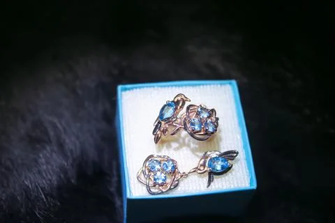 Engagement ring in a gift box Stock Photos