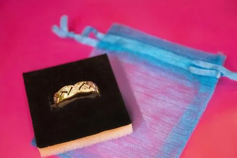 Engagement ring in a gift box Stock Photos