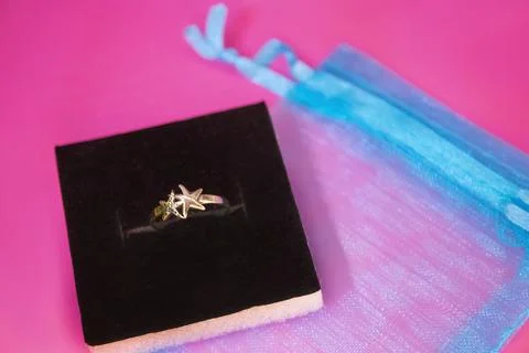 Engagement ring in a gift box Stock Photos