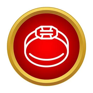 Engagement ring icon button with gold border Stock Illustration