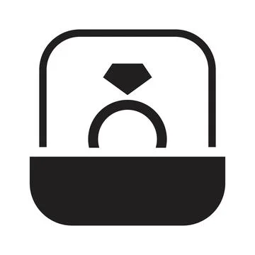 Engagement ring icon vector design template in black color isolated sign on w Stock Illustration
