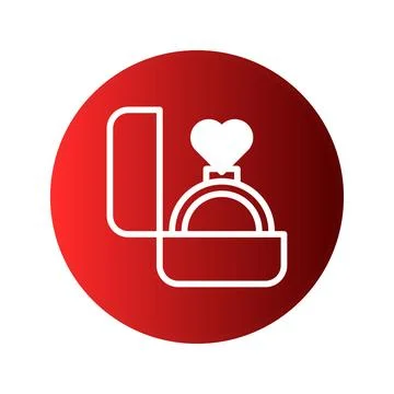 Engagement ring illustration in a box on red gradient background for graphi.. Stock Illustration