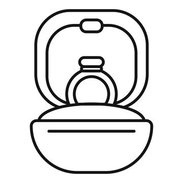 Engagement ring in open box line icon Stock Illustration