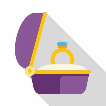 Engagement ring in purple box for proposal Stock Illustration