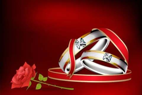 Engagement ring with rose flower Stock Illustration