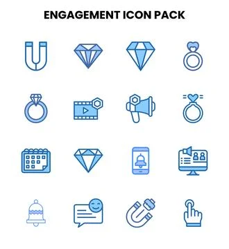Engagement Two Colour Vector Icons Pack Stock Illustration