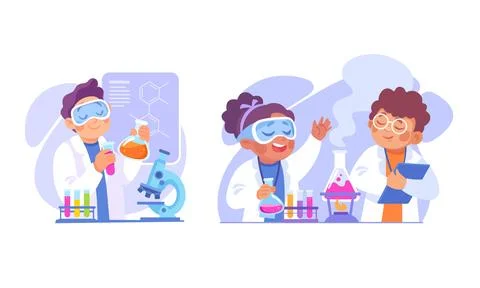 Engaging and Exciting Fun Science Experiments to Do with Kids for Learning and Ilustración de archivo