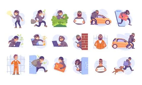 Engaging Animated Thief Illustrations Perfect for Various Creative Projects and Stock Illustration