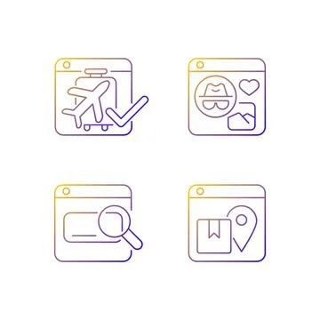 Engaging audience with content gradient linear vector icons set Stock Illustration