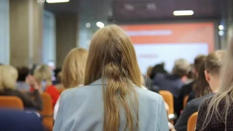 Engaging the audience effectively in a professional conference setting is Stock Footage 284908417