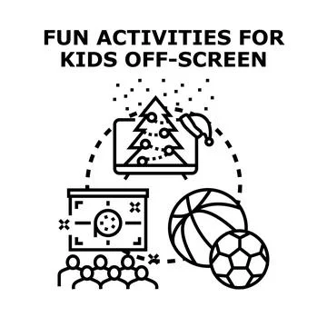 Engaging children in fun off screen activities Stock Illustration