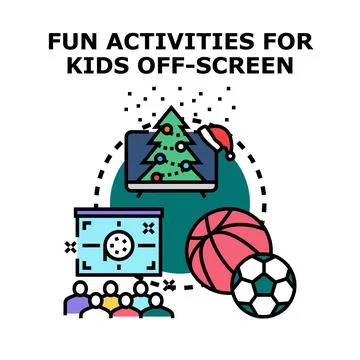 Engaging children in fun off screen activities Stock Illustration