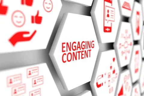 Engaging content concept cell blurred background 3d illustration Stock Illustration