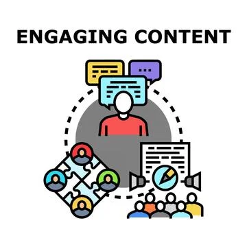 Engaging content marketing strategy creating audience interaction Stock Illustration
