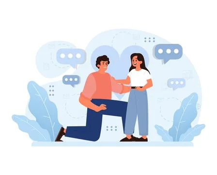 Engaging conversation between friends. Flat vector illustration Stockillustratie