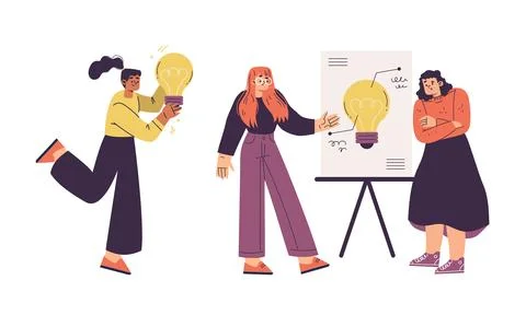 Engaging in Creative Collaboration How Teamwork and Innovative Ideas Come to Stock Illustration