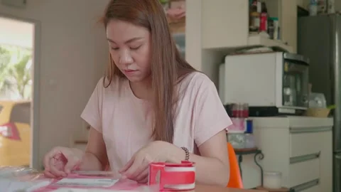 Engaging in Creative Crafts at Home Stock Footage 313880309