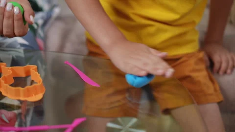 Engaging in Creative Playtime with Colorful Clay and Happy Kids for Fun Activiti Stock Footage 305263410