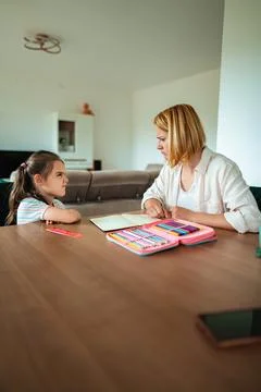 Engaging creativity through learning in a cozy home Stock Photos