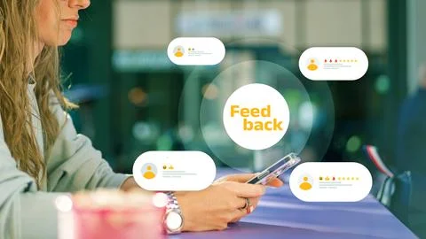 Engaging with customer feedback at a cafe during afternoon hours Stock Photos