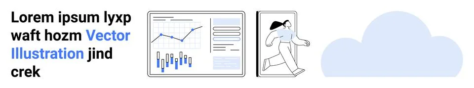 Engaging Data Analytics, Mobile Access, and Cloud Technology Concept Stockillustratie