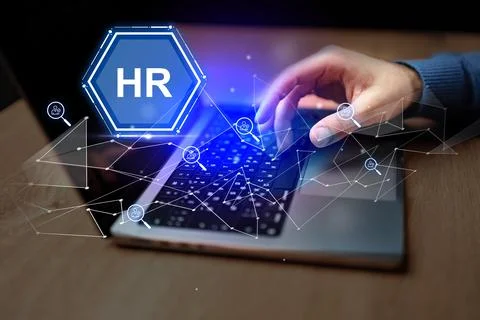 Engaging with digital HR tools for efficient workplace management during remote Stock Photos