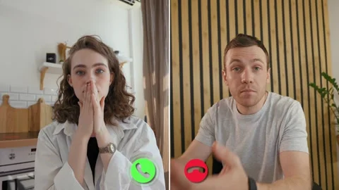 Engaging discussion between two colleagues in online meeting Stock Footage 305519724