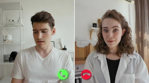 Engaging discussion between two participants on a virtual call Stock Footage 305520442