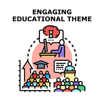 Engaging educational theme featuring learning and presentation concept Stock Illustration
