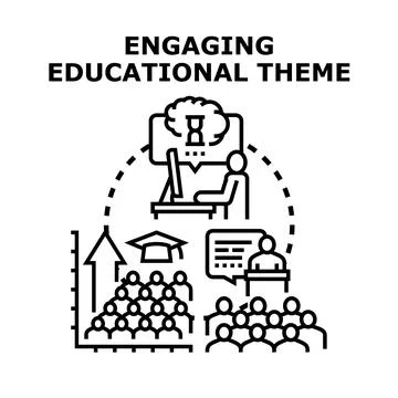 Engaging educational theme featuring learning and presentation concept Stock Illustration