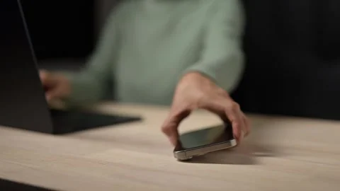 Engaging with Email Notifications Home Office Digital Interaction Indoor Stock Footage 296569287