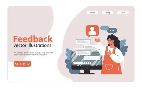 Engaging with Feedback on a digital platform. Flat vector illustration Stock Illustration