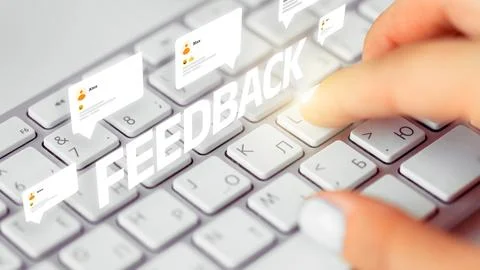 Engaging with feedback on a keyboard during a digital interaction Stock Photos