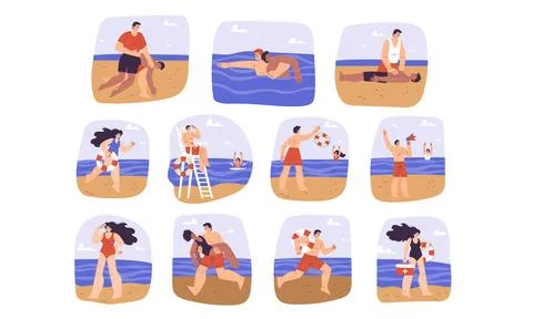 Engaging in Fun Beach Activities for an Absolutely Perfect Summer Day at the Illustrazione stock