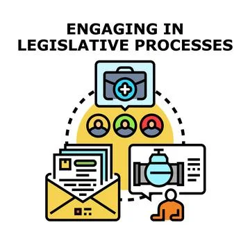 Engaging in legislative processes concept vector flat illustration Stock Illustration