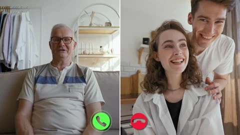 Engaging online call between two participants on a conference platform Stock Footage 305518797