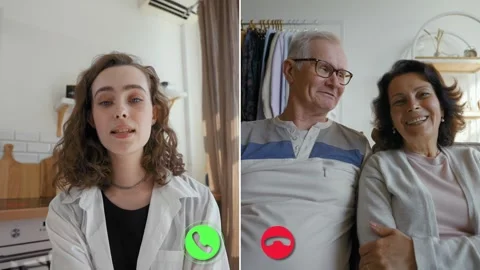 Engaging online call between two individuals in different locations Stock Footage 305519695