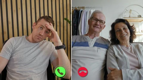 Engaging online call between younger and older generations Stock Footage 305549051