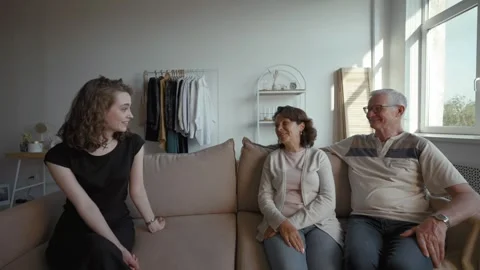 Engaging online conversation between three participants Stock Footage 305550918