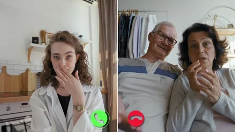 Engaging online conversation between two people during a conference Stock Footage 305518922