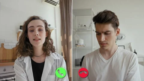 Engaging online conversation between two participants on a video call Stock Footage 305521906