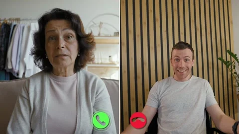 Engaging online conversation between two friends on video call Stock Footage 305546164