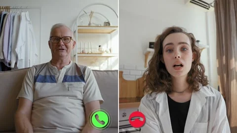 Engaging online discussion between two participants on a video call Stock Footage 305451071