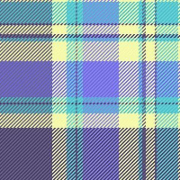 Engaging plaid pattern with colorful interwoven purple, teal, and yellow th.. Stock Illustration